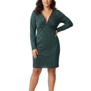 Siena, Metallic Stripe Long Sleeve Dress, Plus Size 14 (NWT)